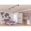 Jugendzimmer Komplettset Sonoma Eiche Weiß mit lila Farbakzenten
