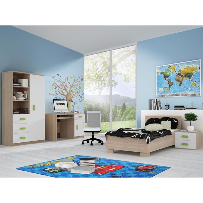 Kinderzimmer-Set-Schreibtisch-Bettgestell-Nachttisch-Regal-INGE E weiß + sonoma'.jpg