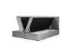 Graues Boxspringbett mit zwei offenen Bettkästen für viel Stauraum.