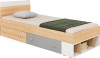 Funktionelles Jugendbett in Eiche-Nachbildung mit Bettkasten und Schubladen.