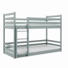 Stabiles graues Kinder-Etagenbett aus Massivholz in schlichtem Design.
