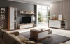 Stilvolle Einrichtungsidee: Wohnzimmer-Set bestehend aus TV-Wand, Sideboard und Couchtisch.