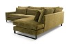 Detailansicht der Recamiere eines olivgrünen Ecksofas in modernem Design.