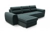 Ecksofa in Dunkelgrün mit Schlaffunktion und verstellbaren Kopfstützen, moderne Couch.