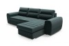 Modernes L-Sofa in Petrol mit Metallfüßen, Eckcouch für das Wohnzimmer, Seitenansicht.