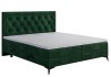 Grünes Boxspringbett aus hochwertigem Samt mit bequemer Matratze und Topper.