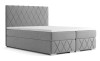 Modernes graues Boxspringbett mit elegant gestepptem Kopfteil und Fußteil.