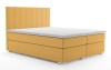 Modernes gelbes Boxspringbett mit gestepptem Kopfteil aus Magic Velvet Stoff.