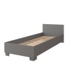 Graues Einzelbett mit Lattenrost aus Holz