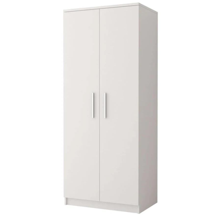 Klassieke witte tweedeurs kledingkast voor slaapkamer of kinderkamer.