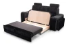 Schwarzes Schlafsofa mit Krokodil-Optik und offenem Bettkasten für praktischen Stauraum.