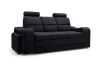 Modernes 3-Sitzer Sofa in elegantem Schwarz mit Krokodil-Struktur und Kopfstützen.