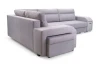 Graues Ecksofa Seitenansicht mit untergeschobenem Hocker