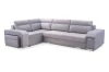 Modernes Ecksofa in Grau mit integriertem Stauraum und Hocker