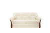 Elegantes 3-Sitzer Sofa in Creme mit hochwertigem Lederbezug und Holzdetails.