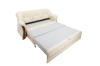 Schlafsofa in Beige, komplett ausgezogen zur Liegefläche, ideal für Gäste.