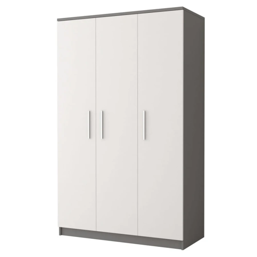 Moderner Kleiderschrank in Grau und Weiß mit drei Türen