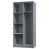 Innenansicht Kleiderschrank in Grau mit praktischer Fachaufteilung und Kleiderstange.