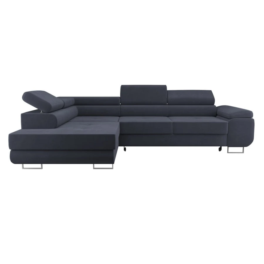 Stilvolles Ecksofa in Anthrazit mit Kopfteilverstellung für hohen Komfort.