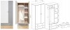 Zweitüriger Kleiderschrank in Weiß, Grau und Eiche mit Maßen 80x190x50 cm für das Kinderzimmer.