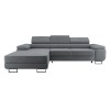 Modernes graues L-Form Sofa mit verstellbaren Kopfstützen.