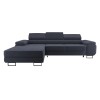 Dunkelgraues Ecksofa in Anthrazit mit breiter Sitzfläche.
