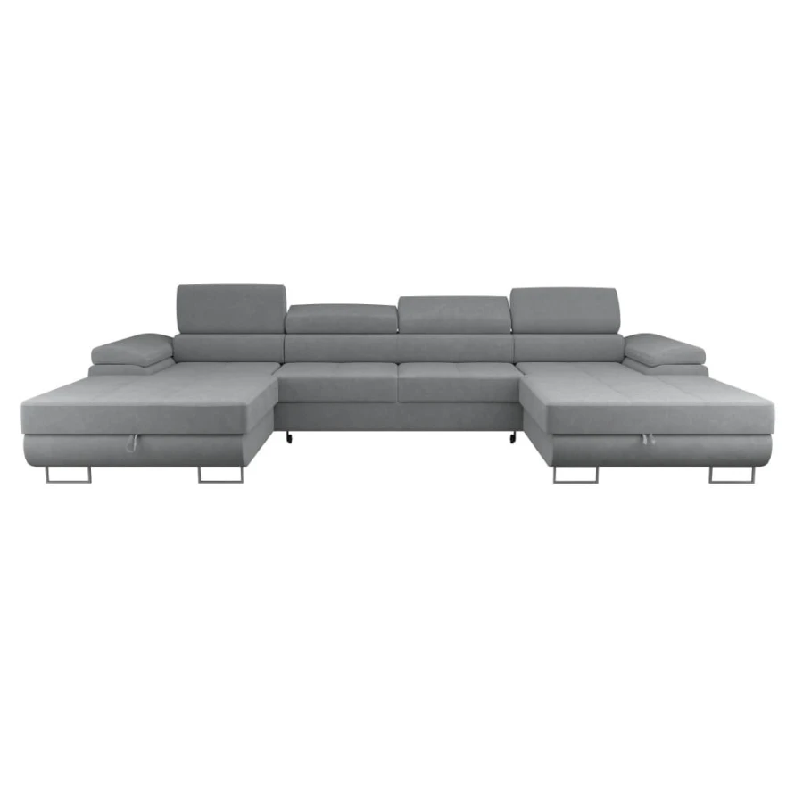 Hellgraue Wohnlandschaft in U-Form, modernes Design für große Wohnzimmer.