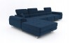 Dunkelblaues Ecksofa aus Samt mit Relaxfunktion, Seitenansicht.