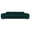 Dunkelgrünes 3-Sitzer Sofa mit verstellbaren Kopfstützen, Frontansicht.