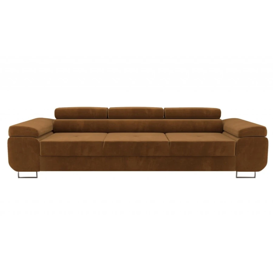 Braunes Polstersofa 3-Sitzer in modernem Design auf weißem Hintergrund.