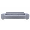Hellgraues 3-Sitzer Polstersofa mit schwarzen Füßen, minimalistischer Stil.