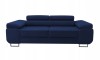 Modernes dunkelblaues Polstersofa mit verstellbaren Kopfstützen vor weißem Hintergrund.