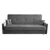 Graues Samt-Schlafsofa mit zwei passenden Kissen und Holzfüßen