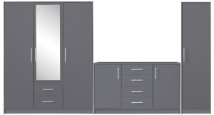 SAM SR3 Kleiderschrank 2-türig Garderobe Garderobensystem mit Spiegel Anthrazit Deine Möbel