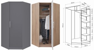 SAM SR4 Kleiderschrank Eckschrank 1-türig Garderobe Garderobensystem Anthrazit Deine Möbel