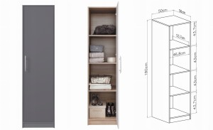 SAM SR5 Kleiderschrank Wäscheschrank 1-türig Garderobe Garderobensystem Anthrazit Deine Möbel