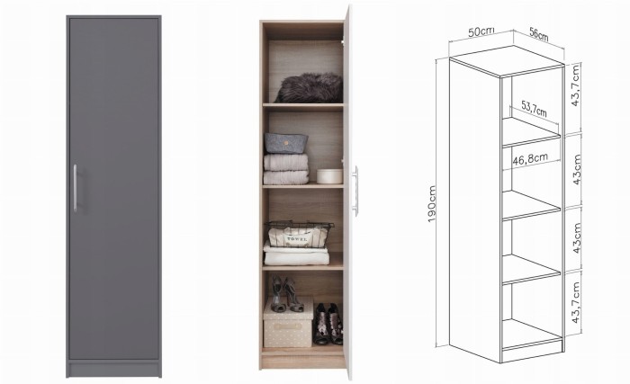 Garberobe Kleiderschrank Wäscheschrank SAM SR5 Anthrazit'.jpg