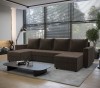 Dunkelbraune Polsterecke in U-Form mit gemütlichem Design für das Wohnzimmer.