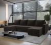 Dunkelbraune Wohnlandschaft in U-Form, großes Sofa für modernes Wohnen.