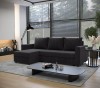 Schwarzes Ecksofa in L-Form, stilvolles Polstersofa im modernen Interieur.