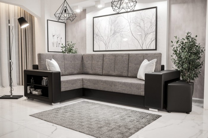 Wohnlandschaft Couch JACK mit Schlaffunktion Stoff Kornet 02 + Kunstleder Schwarz.jpg