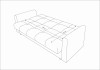 Maßskizze der Liegefläche eines Schlafsofas mit den Abmessungen 190 cm mal 115 cm.