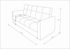 Abmessungen und Maße für ein grünes 3-Sitzer Schlafsofa.