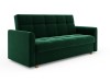 Stilvolles 3-Sitzer Sofa in Dunkelgrün mit Samtbezug, Steppung und Holzbeinen.