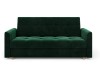 Frontalansicht eines eleganten grünen Samt-Schlafsofas.