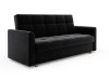 Elegantes schwarzes Samtsofa mit gesteppter Sitzfläche auf weißem Hintergrund.