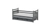 Dunkelgraues Funktionsbett aus Holz mit zweiter Schlafgelegenheit und Schubladen.