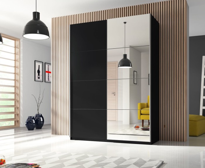 Kleiderschrank BEMO Korpus und Fronten Szchwarz matt + Spiegel 120.jpg