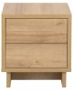 Nachttisch aus Holz mit zwei Schubladen, minimalistisches Design für das Schlafzimmer.
