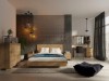 Modernes Schlafzimmer-Set aus Holz mit Doppelbett, Kommode und Schminktisch in elegantem Design.